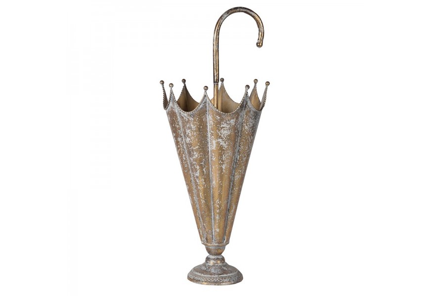 Designový pozlacený stojan s patinou v podobě deštníku ve vintage stylu s art deco nádechem
