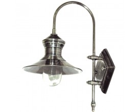 Starožitná exteriérová nástěnná lampa Petersburg s cínovým stínítkem zvonkového tvaru se záměrně zestárlým efektem stříbrná