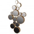 Designové art deco nástěnné zrcadlo Bubbly z 15 menších kulatých zrcadel ve zlatých vintage rámech 103cm