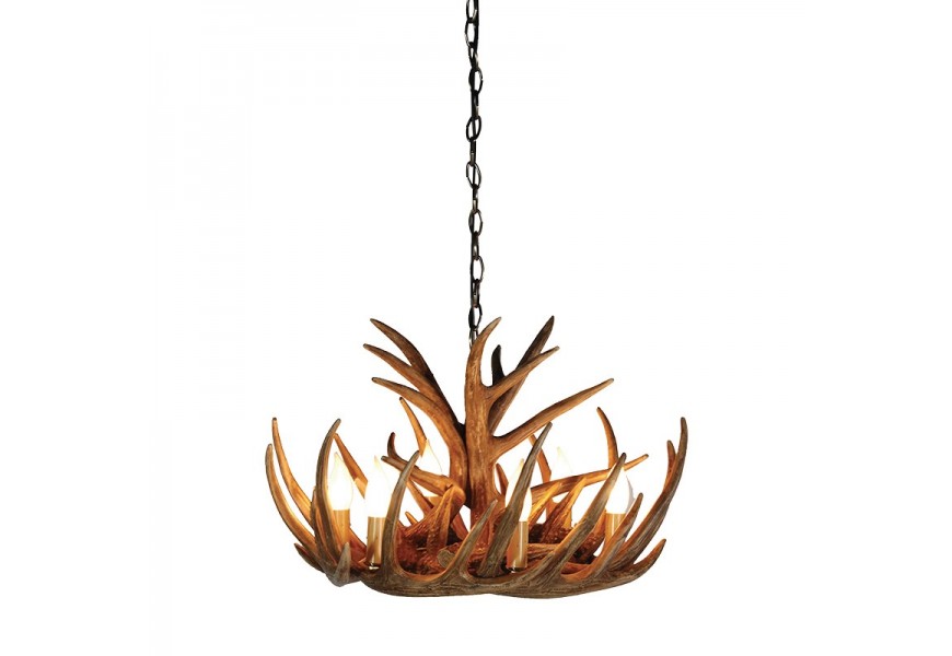 Luxusní vysoký lustr Deer s designem jeleního paroží hnědá 56 cm