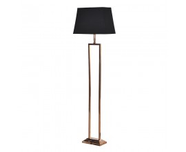 Art deco luxusní stolní lampa Sterling s kovovou měděnou konstrukcí a černým textilním stínítkem 161cm