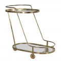Art-deco oválný příruční stolek Heder na kolečkách se zlatou konstrukcí a skleněnou deskou 77cm
