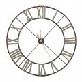 Vintage kovové šedé nástěnné závěsné hodiny Sindy s patinou a římskými číslicemi v kulatém tvaru 122 cm