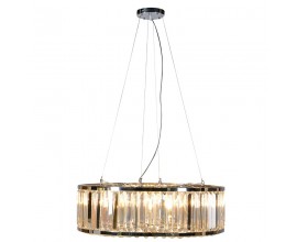 Exkluzivní kulatá závěsná lampa Nimbus se stříbrnou kovovou konstrukcí a křišťálovým zdobením