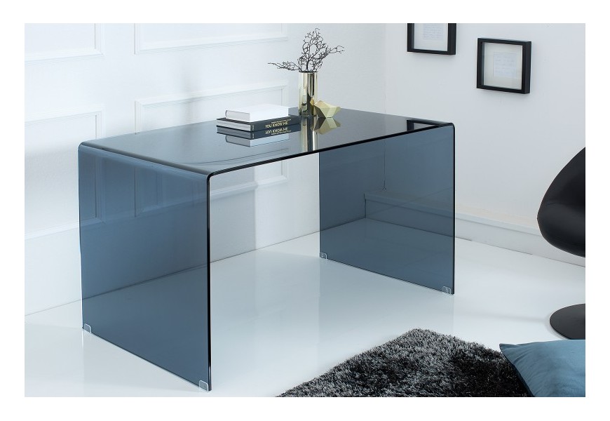 Stylov&yacute; skleněn&yacute; psac&iacute; stůl Ghost 120cm antracit