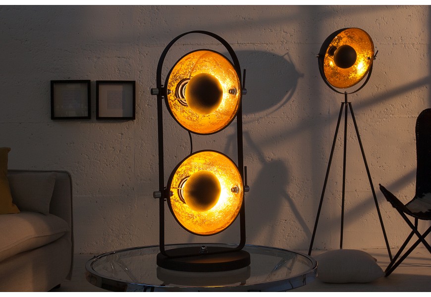Moderní designová stolní lampa Studio černo-zlatá