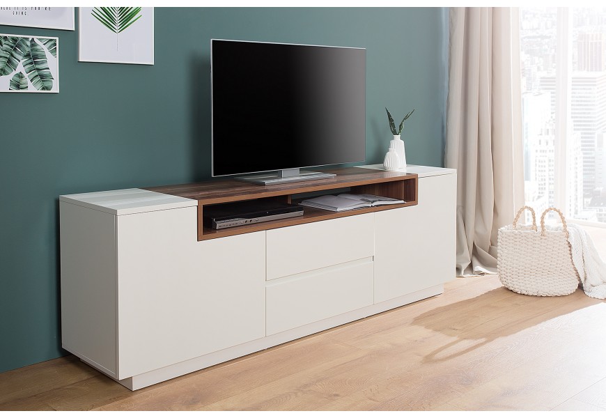 Designový TV stolek Kingdom 180cm bílý / ořech