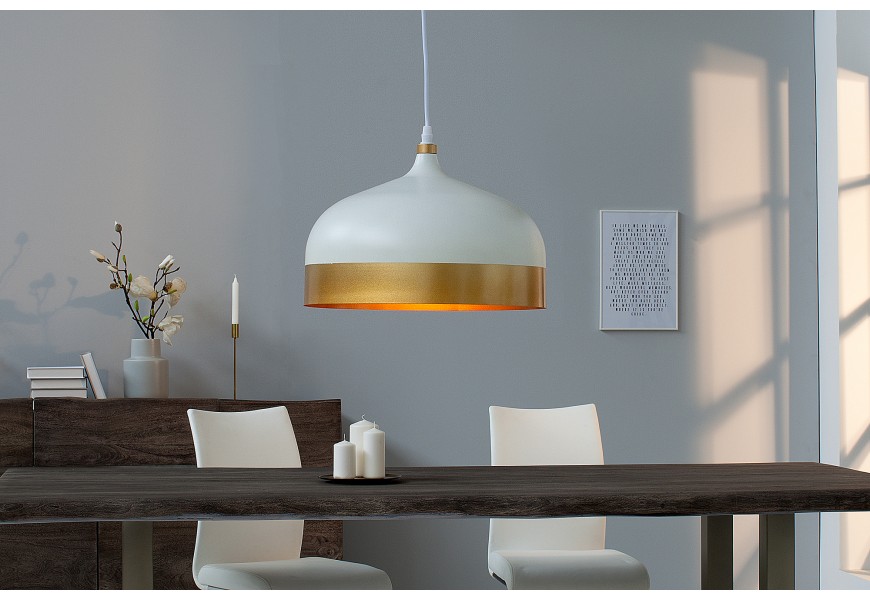 Designová závěsná lampa Modern Chic II bílo-zlatá