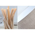 Designová venkovská stolní lampa Cara s organickou podstavou z naplaveného dřeva a lněným stínítkem béžová 62 cm