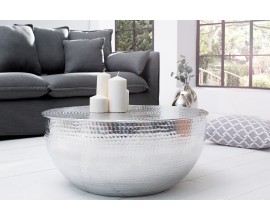 Designový tepaný konferenční stolek Hammerblow-Optik 60cm stříbrný
