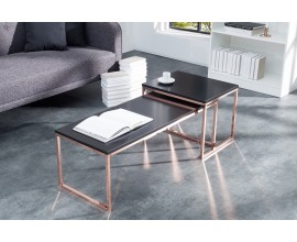 Designový set moderních stolků Nobile černá / měď