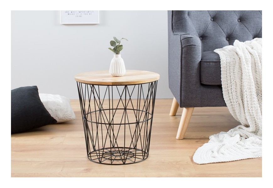 Designov&yacute; př&iacute;ručn&iacute; stolek Storage 42cm čern&yacute;