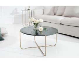 Jedinečný designový konferenční stolek Jaspis zelený mramor / zlatá