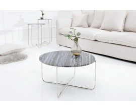 Jedinečný designový konferenční stolek Jaspis šedý mramor / stříbrná