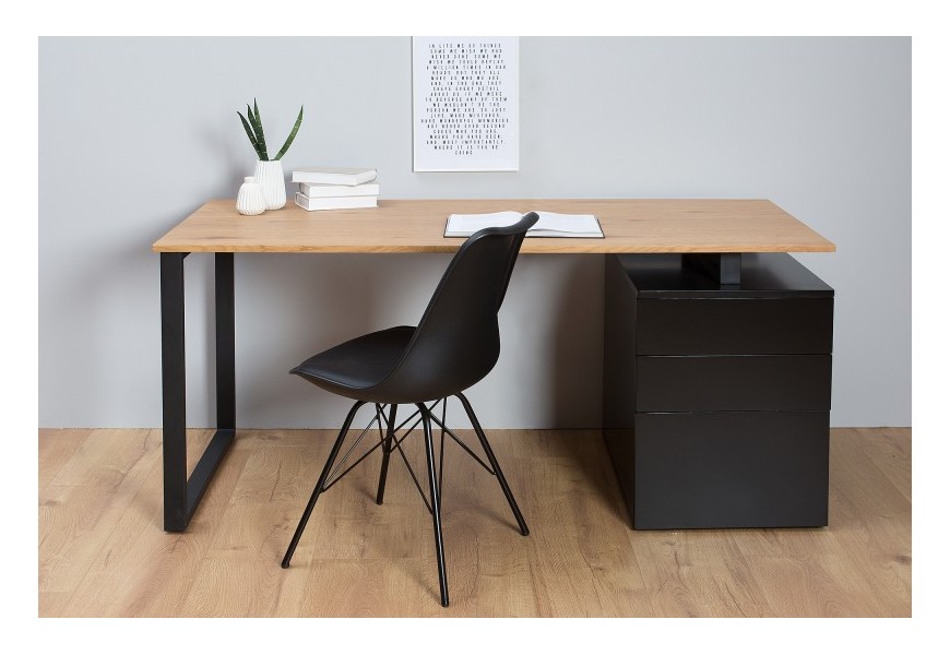 Designový pracovní stůl se zásuvkami 160cm černá / dub