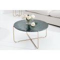 Jedinečný designový konferenční stolek Jaspis zelený mramor / zlatá