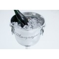 Glamour stříbrná nádoba na šampaňské Champagne na stojanu s chromovým povrchem a gravírovaným nápisem 75 cm