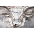 Designová dekorační hlava býka 47cm stříbrná