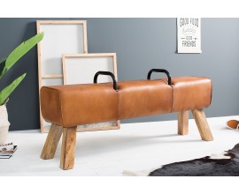 Designová luxusní lavice Bock Kult z pravé kůže 134cm