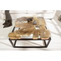 Designový industriální konferenční stolek Teak Root z masivu