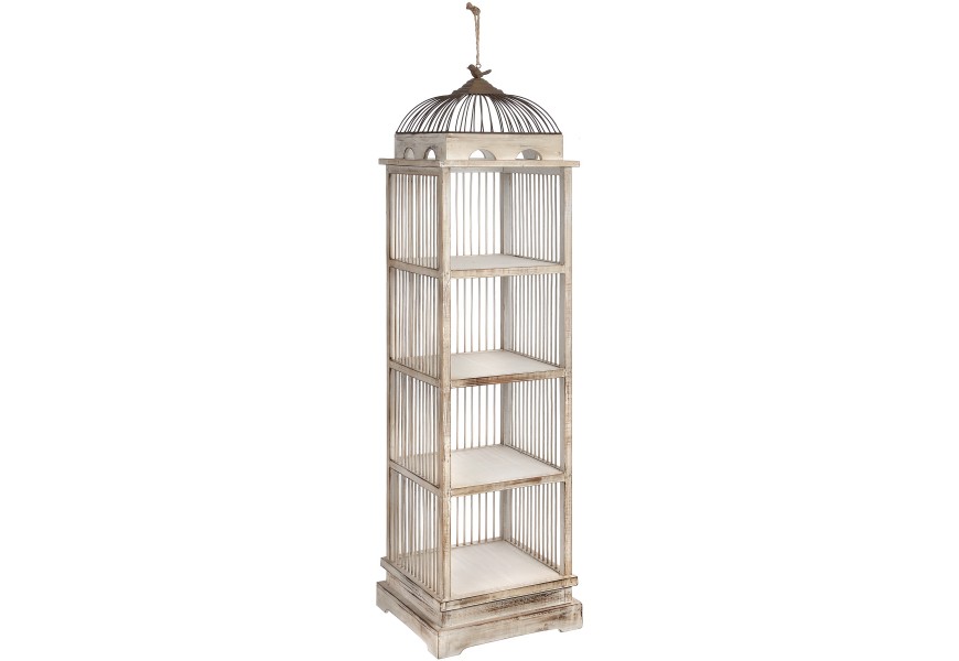 Antique White Large Bird Cage Shelving Unit