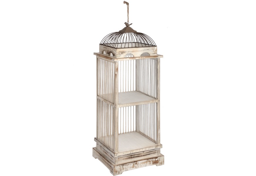 Antique White Bird Cage Shelving Unit