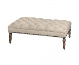Linen Button Pressed Ottoman