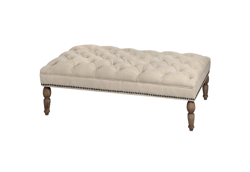 Linen Button Pressed Ottoman