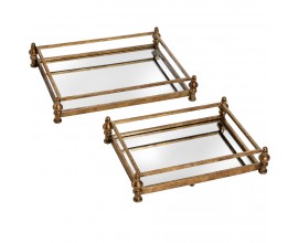 Antique Gold Set Of Two Cocktail Trays