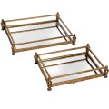 Antique Gold Set Of Two Cocktail Trays