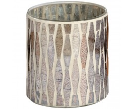 Small Antique Silver Mosaic Candle Holder