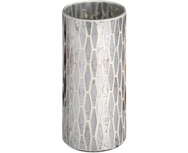 Large Antique Silver Mosaic Candle Holder