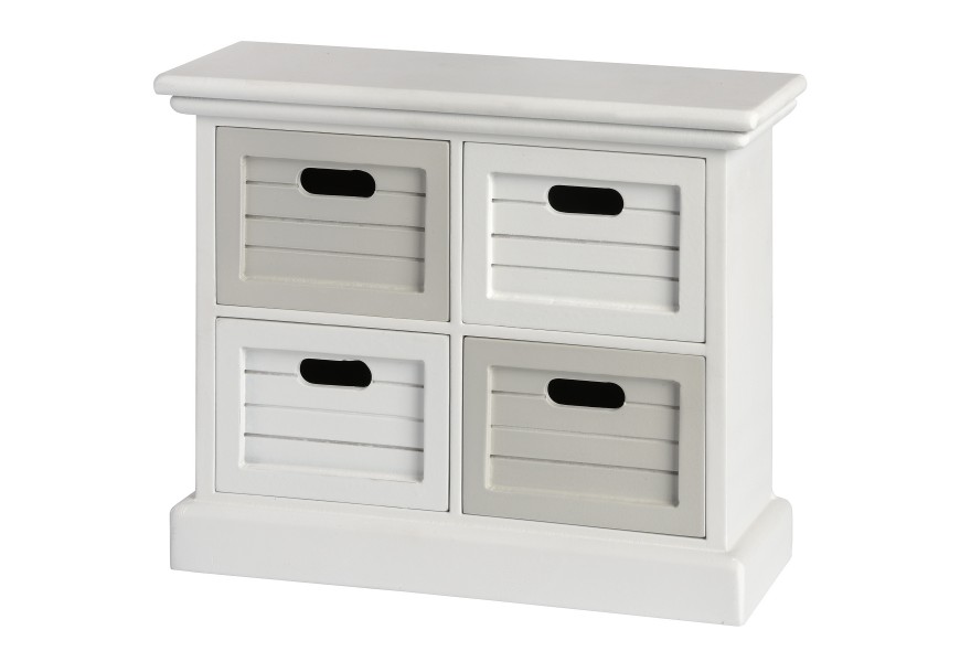 White and Grey Multi Purpose Four Drawer Unit
