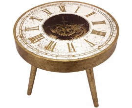 Designový příruční stolek s hodinami kulatý