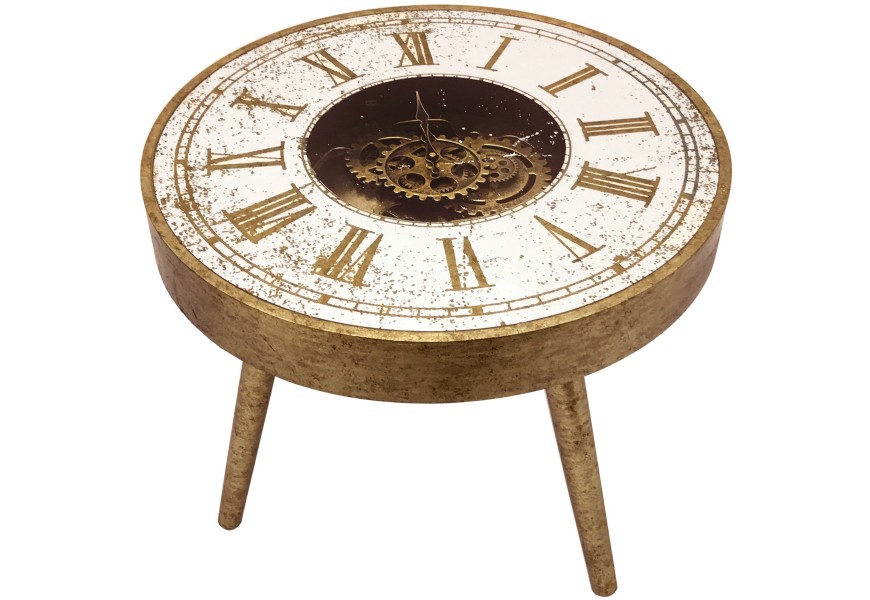 Designový příruční stolek s hodinami kulatý