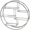 Designová nástěnná závěsná kulatá kovová stříbrná pětistupňová nástěnná polička Circle se zrcadlovými deskami 92 cm