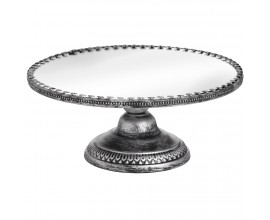 Antique Mirrored Heart Cake Stand in Brushed Silver