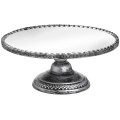 Antique Mirrored Heart Cake Stand in Brushed Silver