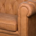 Tan Faux Button Pressed Chesterfield Sofa