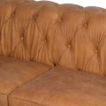 Tan Faux Button Pressed Chesterfield Sofa