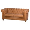 Tan Faux Button Pressed Chesterfield Sofa