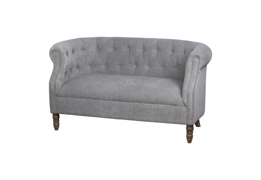 Silver Button Pressed 2 Seater Sofa