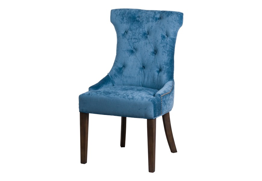 Teal Button Pressed Cocktail Wing Chair