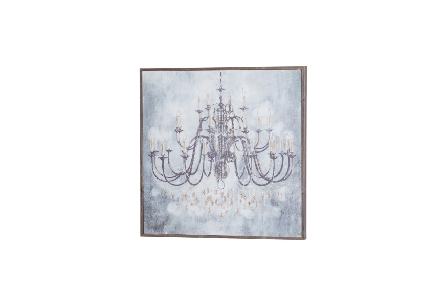 Vintage Chandelier Painting With Wooden Frame