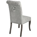 Chesterfield luxusní jídelní židle Roll Top Thatcher šedá se stříbrným klepadlem 105cm