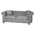 Grey Velvet Chesterfield Three Seater Sofa