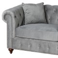 Grey Velvet Chesterfield Three Seater Sofa