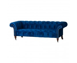Navy Velvet Chesterfield Three Seater Sofa