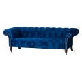 Navy Velvet Chesterfield Three Seater Sofa