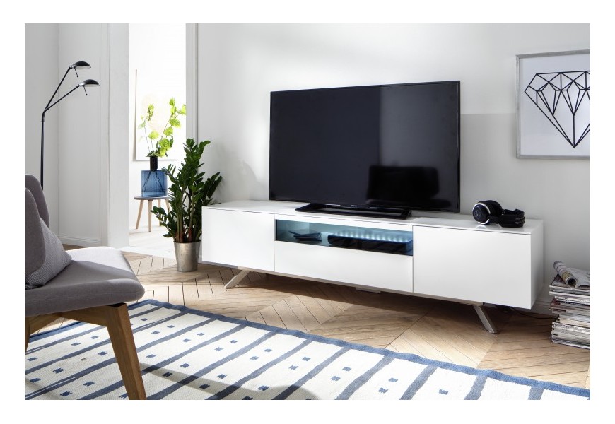 Designový moderní TV stolek True White 185cm bílý